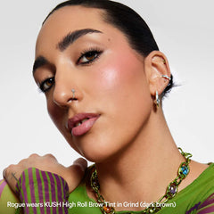 Milk Makeup Kush High Roll defining tubing eyebrow gel in multiple shades, featuring a sleek black tube and brush applicator.