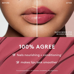 Fenty Beauty Gloss Bomb Stix high-shine gloss sticks in various shades, featuring sleek packaging and vibrant color swatches.