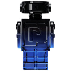 Paco Rabanne Phantom Intense 100ml perfume bottle with sleek black and silver design, displayed on a white background.