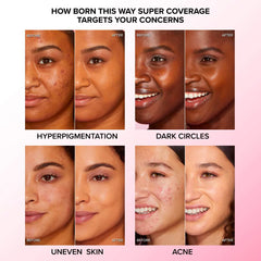 Too Faced Born This Way Super Coverage Concealer in various shades, new in box, with a sleek applicator and creamy texture.