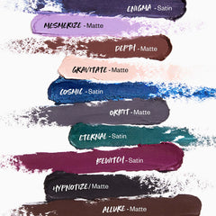 Kosas Soulgazer Waterproof Gel Eyeliner in various shades, featuring a sleek black container and a precision applicator brush.