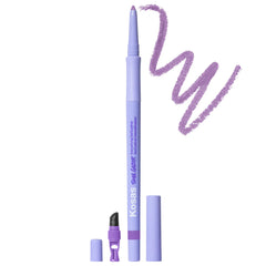 Kosas Soulgazer waterproof gel eyeliner in various shades, showing smooth application and vibrant color on the eye.
