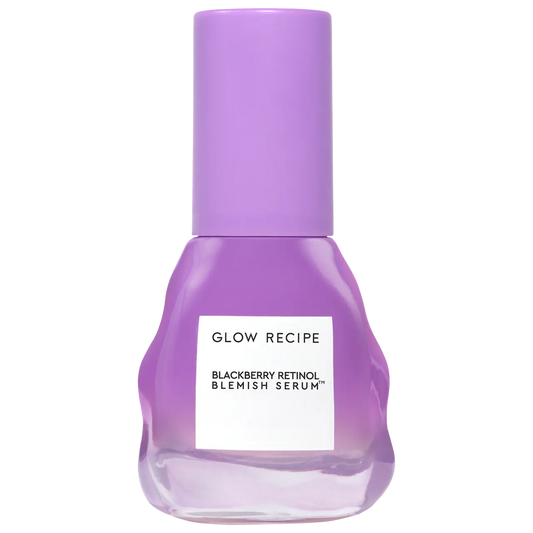 Glow Recipe Blackberry Retinol Blemish Serum NIB bottle with black and purple packaging, designed for skincare and blemish control