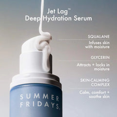 Summer Fridays Jet Lag Deep Hydration Serum 30ml bottle with a sleek design, ideal for nourishing and hydrating skin.