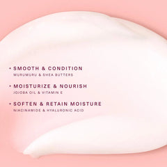 Rare Beauty Find Comfort Bouncy Body Cream with Hyaluronic Acid, shown in a sleek jar with smooth, creamy texture.