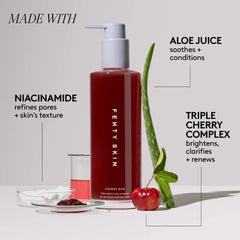 Fenty Beauty Cherry Dub Pore Purify’r Gel Cleanser 190ml with clear gel texture and cherry scent, displayed in a white tube.