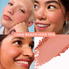 Tower 28 Beauty GetSet Blur + Set Matte Powder Blush in various shades, showing the compact with powder blush inside.