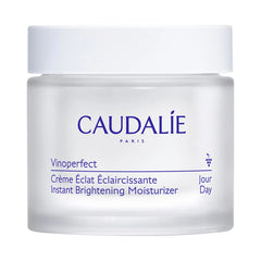 Caudalie Vinoperfect Brightening Refillable Moisturizer 50ml bottle, smooth texture, and elegant packaging for radiant skin.