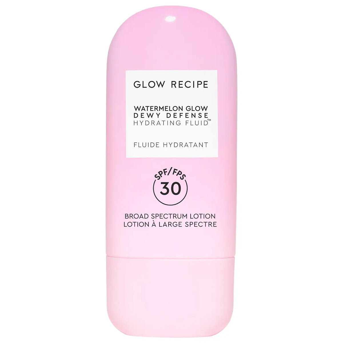 Glow Recipe Dewy Defense SPF 30 hydrating fluid sunscreen bottle, fresh and unopened for skincare protection.