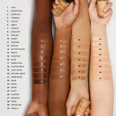 Too Faced Born This Way Foundation in Sable, new in box, with a smooth bottle and product label visible.