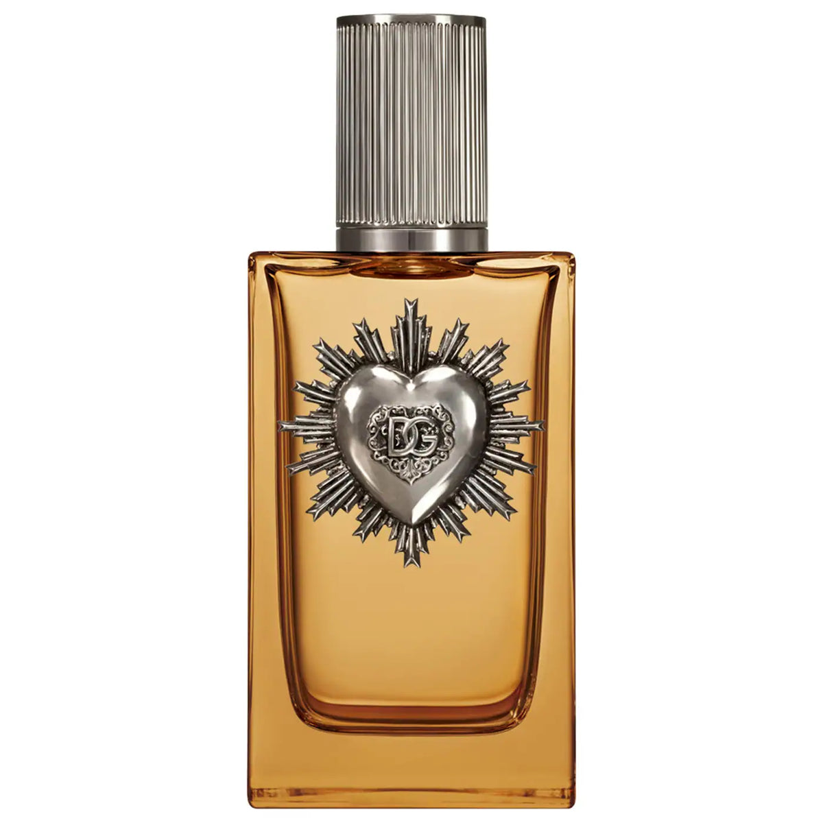Dolce&Gabbana Devotion for Men parfum bottle with sleek design and black cap, displayed on a neutral background.