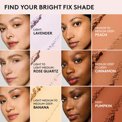 Fenty Beauty Bright Fix Instant Brightening and Setting Powder in various shades, displayed in its packaging.