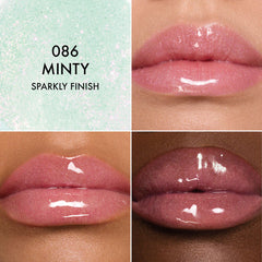 Dior Lip Glow Oil hydrating high-shine gloss in three finishes, new in box, showcasing a sleek tube with a glossy finish.
