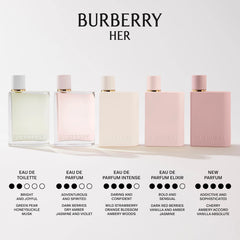 Burberry Her Parfum 100ml bottle shown with elegant packaging, showcasing the luxury beauty fragrance by Burberry.