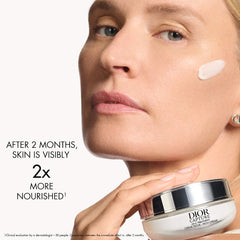 Dior Capture Rich Cream 50ml jar with smooth, luxurious cream inside, displayed in a beauty product image.