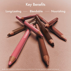 Summer Fridays SoftLine Lip Liner Creamy Sculpting Lip Pencil in various shades, close-up view showing smooth, pigmented texture.