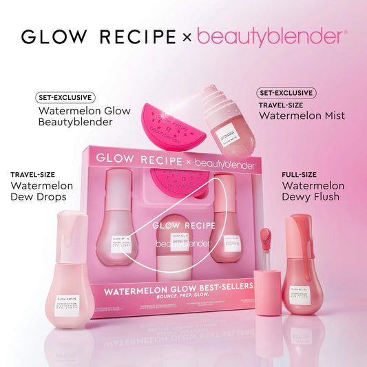 Glow Recipe Watermelon Glow Beautyblender sponge for skincare and makeup application, new in box, with vibrant watermelon design.