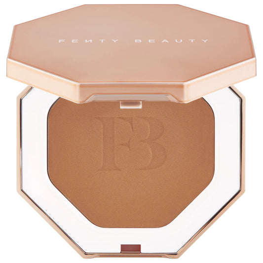 Fenty Beauty Sun Stalk'r Instant Warmth Bronzer in various shades, new in box, showcasing the compact with bronzer and mirror