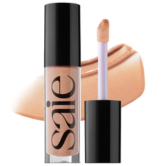 Saie Glossybounce high-shine hydrating lip gloss oil in multiple shades, showcasing its glossy, smooth texture and vibrant color.