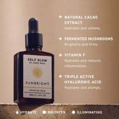 By James Read Self Glow Sunbright Tinted Tan Drops in 12ml travel size, skincare and natural sun-kissed glow enhancer