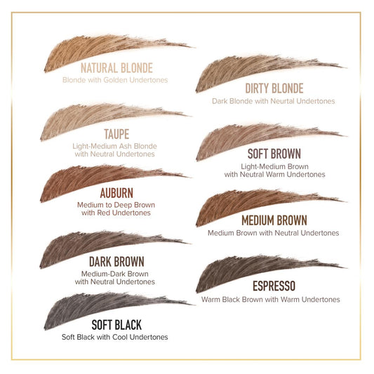 Too Faced Brow Wig brush-on brow gel in various shades, natural finish, in unopened packaging.