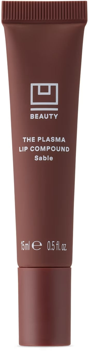 U Beauty The Plasma Lip Compound in Sable, 15ml, showcasing the sleek tube and luxurious packaging of this beauty product.