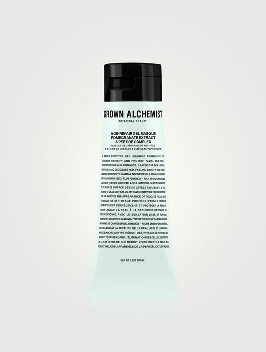 Grown Alchemist Age-Repair Gel Masque 75ml unopened jar, smooth gel texture for youthful skin, in a sleek skincare container.