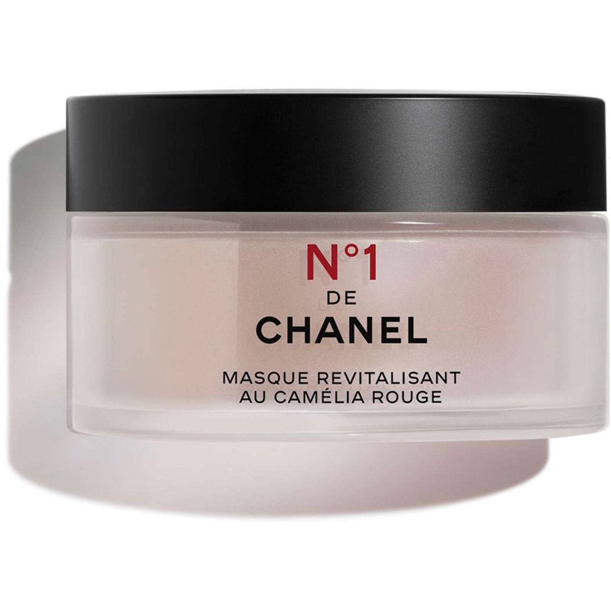 Chanel N°1 DE CHANEL Revitalizing Mask in a white jar, 50g, with elegant packaging, designed for skincare revitalization.