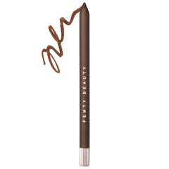 Fenty Beauty Trace'd Out Waterproof Lip Liner pencil in wood finish, longwear and waterproof, with natural wood texture visible.